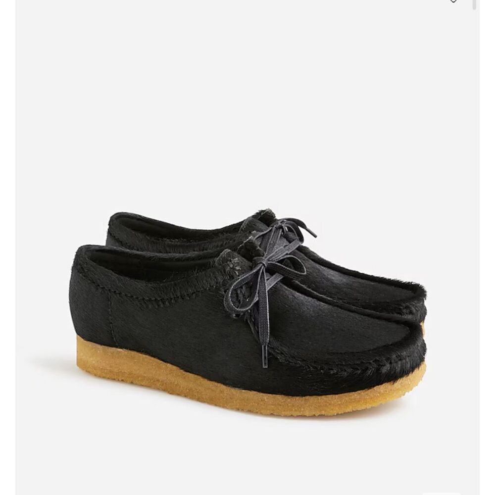 Clarks Originals X J.Crew Wallabee Shoe Black Calf Hair 6.5